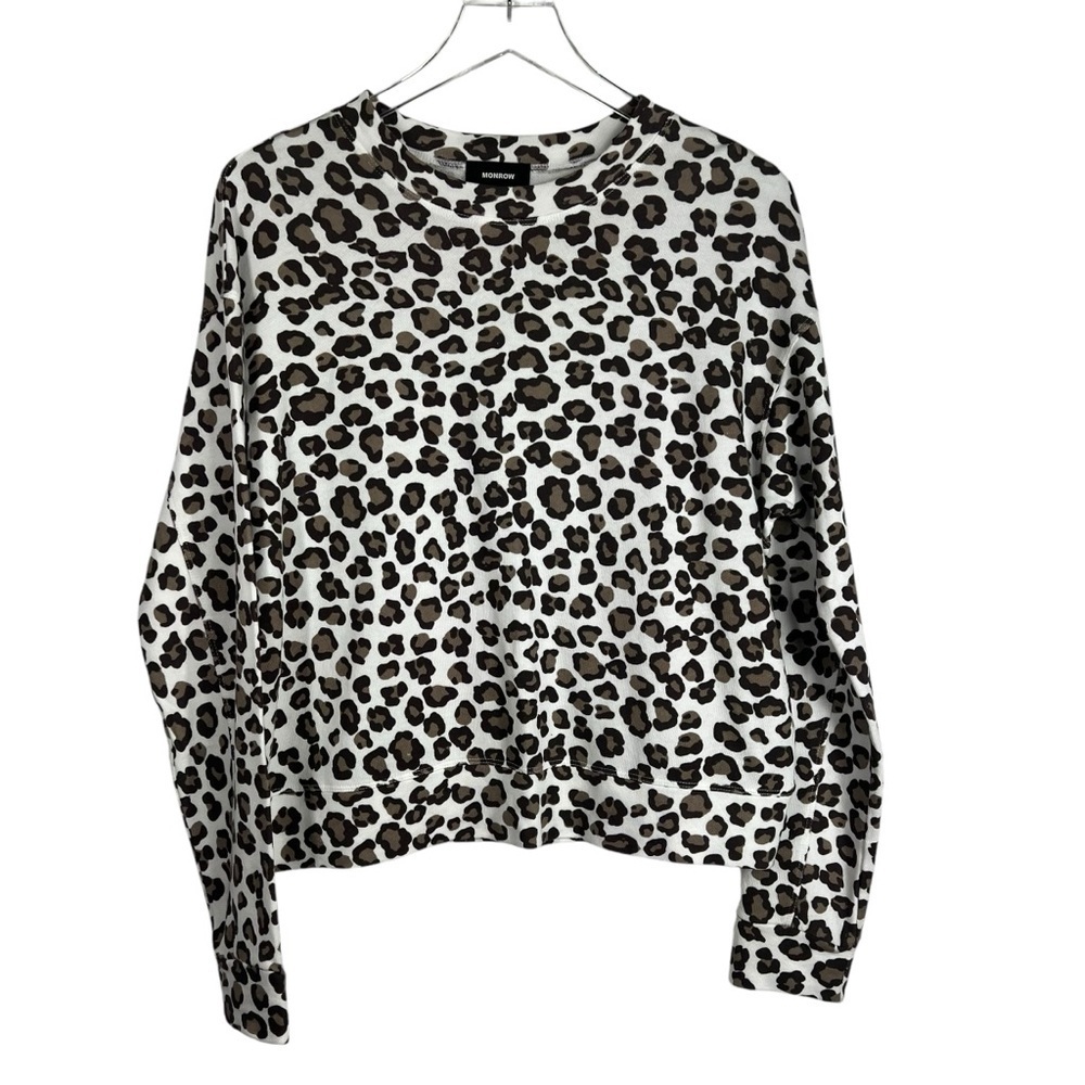 MONROW Animal Print Crewneck Long Sleeve Sweatshirt Size Small